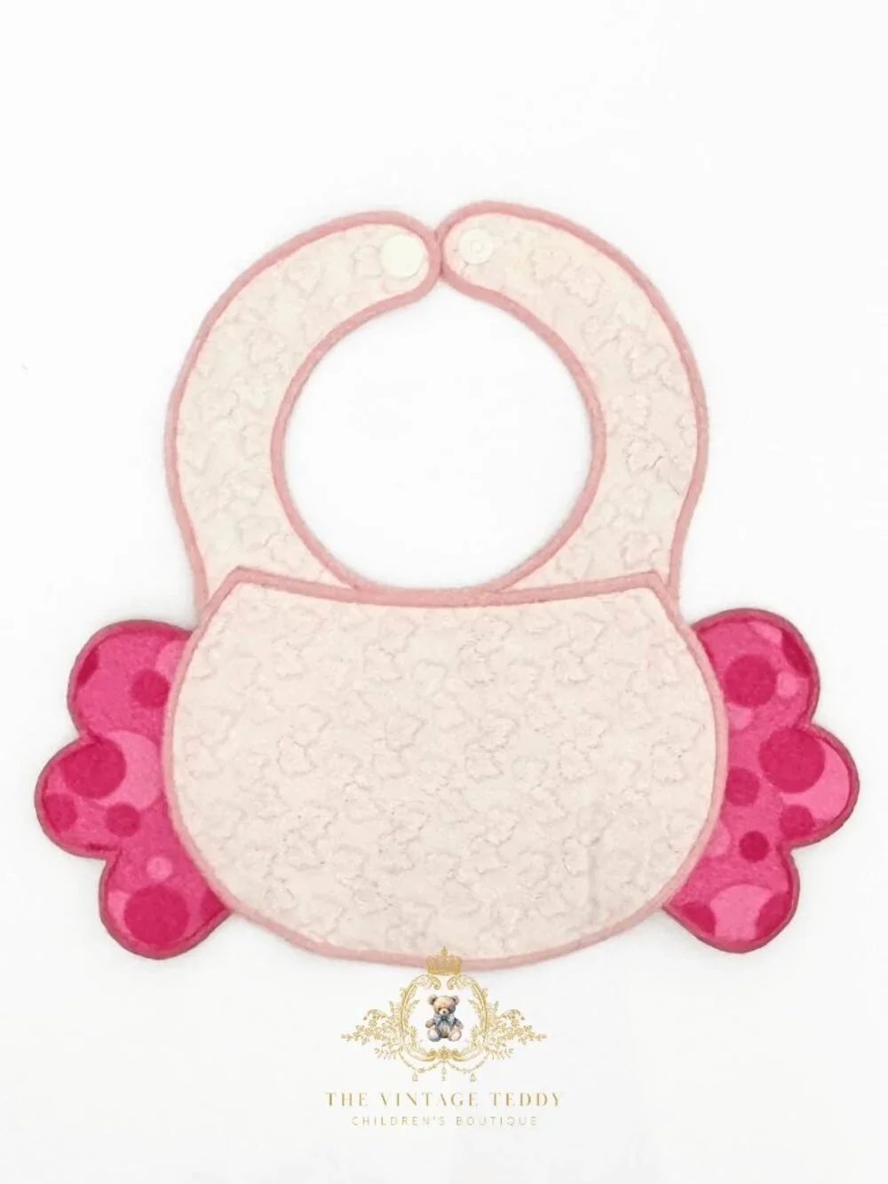 NWT Adorable Girl Boutique Embroidered Patchwork Baby Bib Floral Polkadots Owl